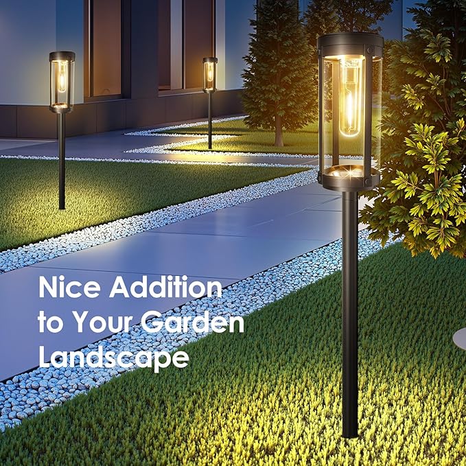 Bright Solar Pathway Lights Outdoor, 2 Pack Upgraded Solar Powered Garden Lights Waterproof, Auto On/Off Solar Yard Light for Lawn Patio Walkway Driveway Landscape Lighting Decor (Warm White, 2 Pack)-Ruum Studio Home