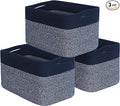 MINTWOOD Design 3-Pack Storage Baskets for Shelves, Playroom and Classroom, Book Basket, Decorative Storage Cube Bins, Woven Closet Organizers, Pantry and Shoe Organizer, Navy Blue-Ruum Studio Home