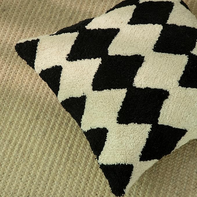 Tufted Boho Pillow Covers 18X18 Inch Throw Pillow Covers Decorative Cushion Cover Exquisitely Crafted with Hand-Finished Tuft Farmhouse Pillow Case for Couch Sofa Bed Living Room Bedroom-Ruum Studio Home