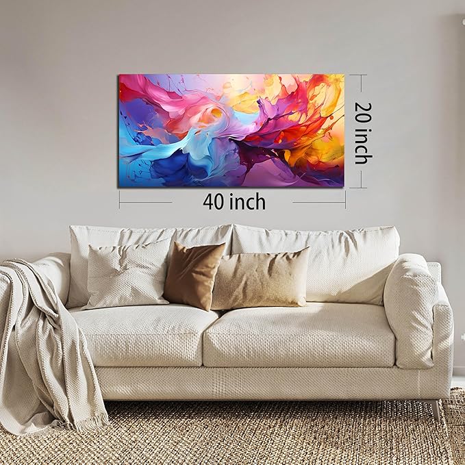 GUGIKA Abstract Wall Art for Living Room, Colorful Canvas Wall-Art for Bedroom, Print Paintings, Size 20x40 Inches-Ruum Studio Home