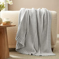 Amélie Home Chenille Knit Throw Blanket for Couch, Chevron Texture Decorative Soft Blanket for Sofa, Bed & Chair, 60"x80", Light Grey-Ruum Studio Home