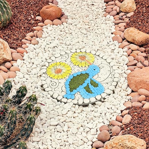Garden Stepping Stones Set of 2 Butterfly Outdoor Garden Decor 10 inch Round Decorative Stones Pavers for Garden Walkway Landscaping, Hummingbird Gifts (N6-YYD334)-Ruum Studio Home