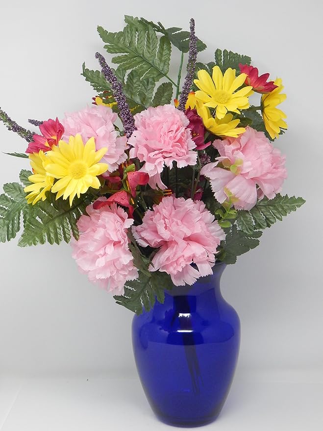 Floral Supply Online - 8" Rose Vase and Flower Guide Booklet - Decorative Glass Flower Vase for Floral Arrangements, Weddings, Home Decor or Office. (Cobalt)-Ruum Studio Home