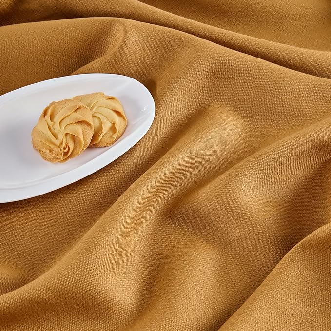Solino Home Linen Brown Sugar Table Runner 72 Inches Long - 100% Pure Linen Hemstitch Table Runner 14 x 72 Inch for Dresser, Dining, Fall, Autumn, Halloween, Thanksgiving - Classic Hemstitch-Ruum Studio Home