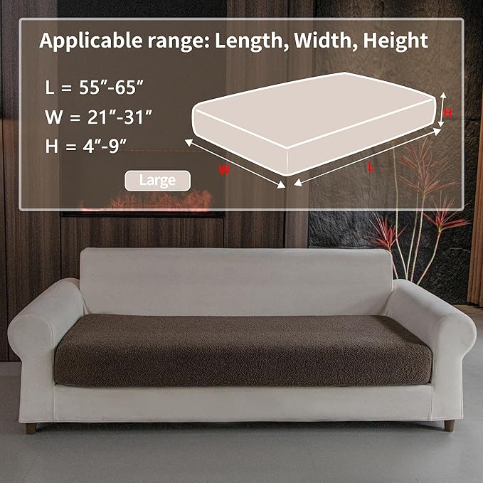 Couch Cushion Covers for Sectional Sofa, Stretch Soft Sofa Slipcovers Washable Wear-Resistant Universal Furniture Protector for Living Room(1 Piece Large Cover, Brown)-Ruum Studio Home
