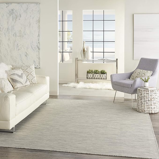 Nourison Positano Indoor/Outdoor Light Grey 10' x 14' Area Rug, Easy Cleaning, Non Shedding, Bed Room, Living Room, Dining Room, Backyard, Deck, Patio (10x14)-Ruum Studio Home