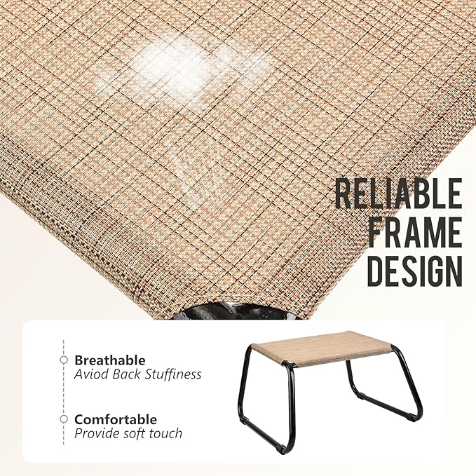 Outdoor Footstools for Patio,Backyard Patio Furniture Metal Frame Small Seat All Weather Footrest for Couch Patio Chairs 2 Pieces Beige-Ruum Studio Home