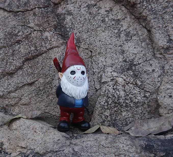 Horror Garden Gnome Decor - 5.5" Halloween Outdoor Statue, Spooky Valentines Gifts & Creepmas Collectible (Weatherproof Resin)-Ruum Studio Home