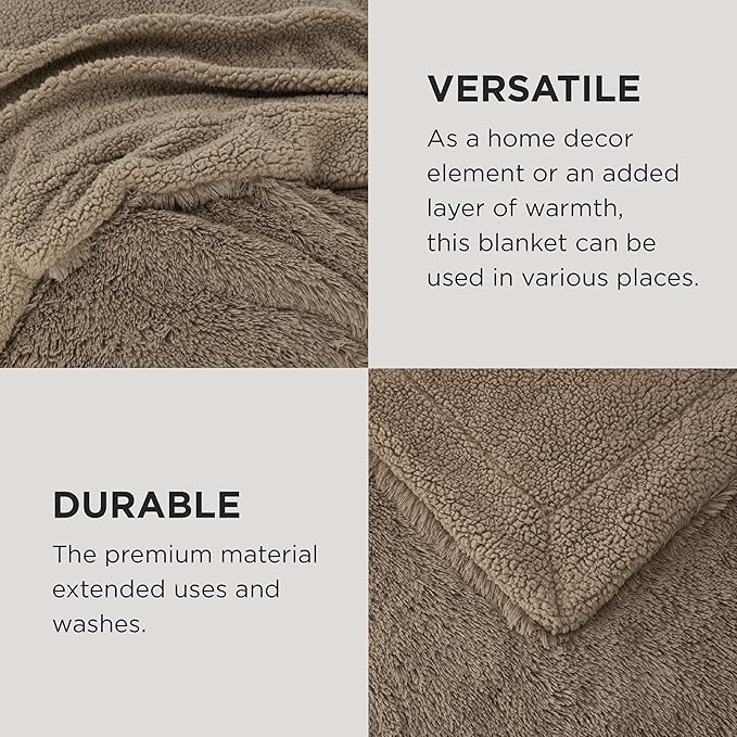 Bedsure GentleSoft Fuzzy Sherpa Faux Fur Twin Blanket, Brown Cozy Gifts for Women Men, Soft Fleece Plush Warm Minky Thick Blanket Twin Size for Bed, Couch, Brown Room Decor Dorm Essentials, 60x80-Ruum Studio Home