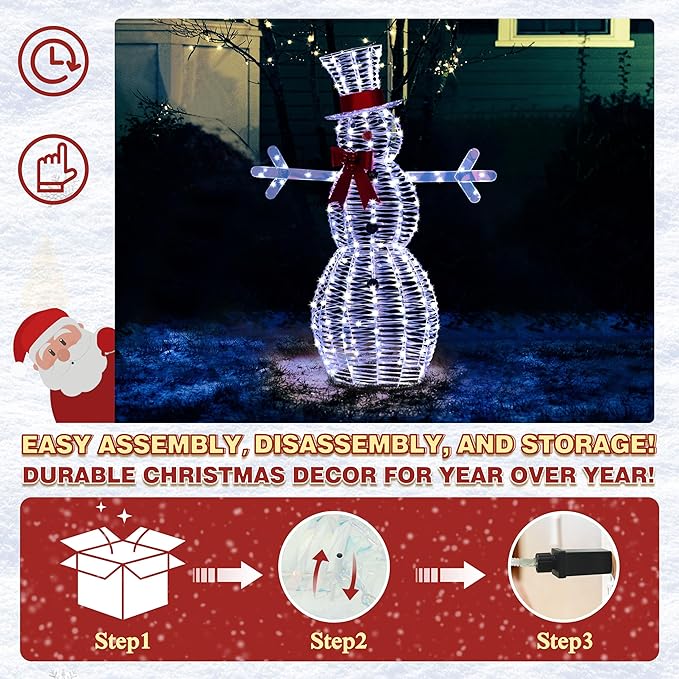 4.5FT Lighted Snowman for Christmas Decoration, 3D Pre-Lit Iridescent Snowman Xmas Decor with 100 LED Lights, Glittered Standing Holiday Display for Outdoor, Indoor-Ruum Studio Home