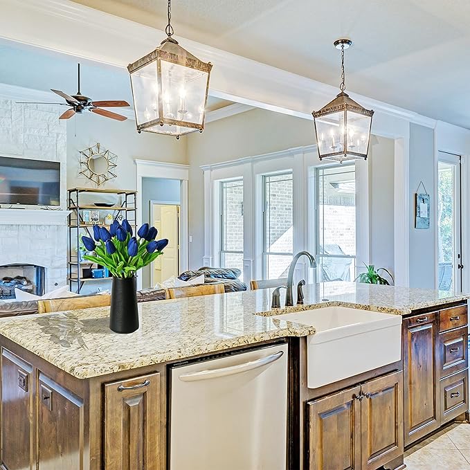 Mandy's Artificial Tulips 20 Stems Navy Blue PU Faux Flowers for Wedding Home Decor 13.5 Inch-Ruum Studio Home