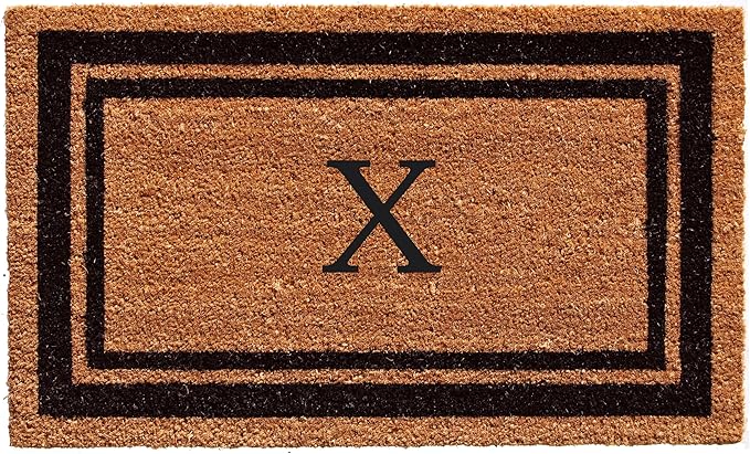 Calloway Mills 152963672X Black Border 36" x 72" Monogram Doormat Letter (X)-Ruum Studio Home