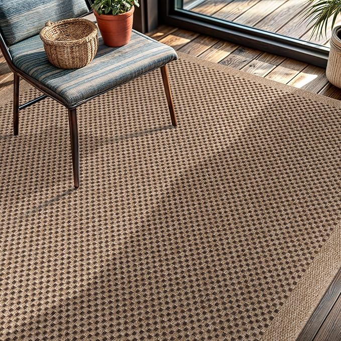 CAMILSON Easy Jute Rug 4x6, Indoor Outdoor Natural Color Fiber Area Rugs for Living Room Patio and Kitchen Rug, Sisal Boho Woven Design, Easy-Cleaning, Washable Outside Carpet Alfombras para(4 x 6)-Ruum Studio Home