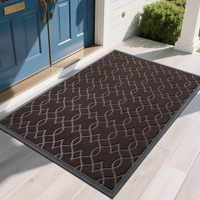Yimobra Front Door Mat Outdoor Indoor 60x36, All-Season, All-Weather, Heavy Duty Welcome Door Mats Outside Entrance, Non Slip Porch Patio Entrance Mat, Coffee-Ruum Studio Home