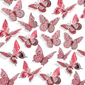SAOROPEB 3D Butterfly Wall Decor - 48 Pcs, 4 Styles, 3 Sizes - Removable Stickers (Blood Red) for Birthday & Party Celebrations-Ruum Studio Home