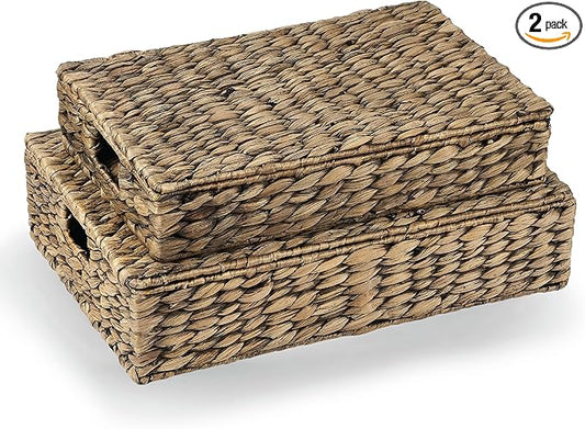 Set of 2 Decorative Storage Boxes With Lids for Home Decor, Shelves-Ruum Studio Home