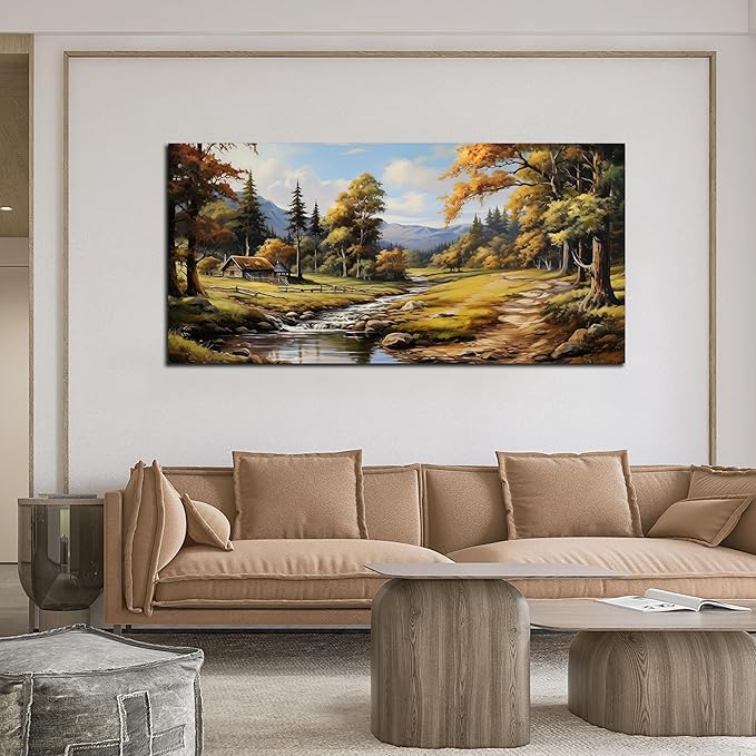 Natural Landscape Pictures for Living Room Wall Decoration,Large Farmhouse Wall Decor Office Canvas Wall Art 29 x 59 Inch-Ruum Studio Home