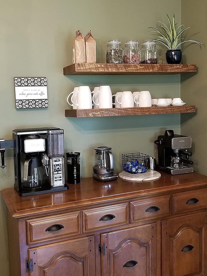 joelsantiques 42 Inch Wooden Floating Shelves for Wall - 42x8x2 in - Made of Natural Wood - Heavy Duty Rustic Wall Shelves Made in USA - Perfect for Living Room, Kitchen - Brown-Ruum Studio Home