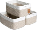 NaturalCozy 13.5”x8.5”x5.5” Storage Baskets for Shelves 3 Pack | Cotton Rope Woven Small Baskets for Organizing | Small Storage Bins for Nursery, Bathroom, Closet, Cube Shelf, Decorative, Gift-Ruum Studio Home