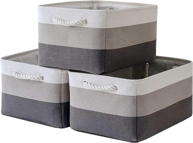 Large Storage Baskets for Shelves, Fabric Baskets for Organizing, Collapsible Storage Bins for Closet, Nursery, Clothes, Toys, Home & Office [3-Pack, Gray Gradient]-Ruum Studio Home