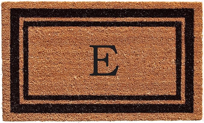 Calloway Mills 152963672E Black Border 36" x 72" Monogram Doormat Letter (E)-Ruum Studio Home