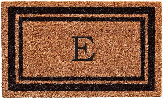 Calloway Mills 152963672E Black Border 36" x 72" Monogram Doormat Letter (E)-Ruum Studio Home