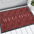 Yimobra Welcome Mat Outdoor Indoor 29.5x17, All-Weather Waterproof Front Door Mat Outside Entrance, Non-Slip Low Profile Porch Patio Doormat, Red-Ruum Studio Home