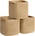 danpinera 3 Pack 11 Inch Woven Baskets for Storage, Stylish Storage Baskets for Shelves, Laundry, Bathroom, Kitchen, Cube Storage Bin, Cotton Rope Boho Baskets, Jute-Ruum Studio Home