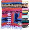 Del Mex Classic Mexican Blanket, Large Authentic Woven Falsa Throw (70"x50"), Artisan Southwest Décor for Beach, Yoga, Outdoors (Turquoise/Pink/Orange)-Ruum Studio Home