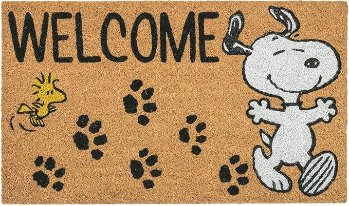 Gertmenian Peanuts Snoopy Coir Doormat - 2x3 Welcome Mat (2-Pack), Ideal for High Traffic Areas in Front Door, Garage, Entryway - Welcome, 80022-Ruum Studio Home