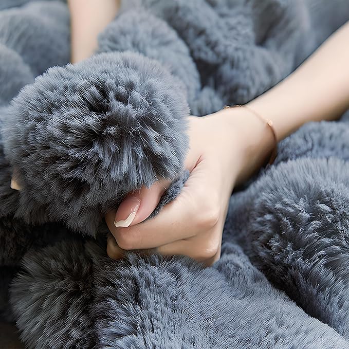 UKELER Soft Faux Fur Throw Blanket 50''x60'' Solid Reversible Shaggy Blanket Plush Thick Fluffy Blankets Throws for Bed, Couch, Sofa, Office, Camping Dark Grey-Ruum Studio Home