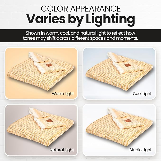 Gold Case Throw Blanket for Couch – 100% Recycled Turkish Cotton Blankets & Throws – Elegant Decorative Throw Blankets for Living Room Sofa – Woven Throws for Couch – Vintage Mustard – 50x60-Ruum Studio Home