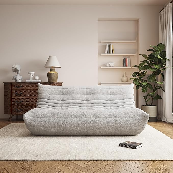 Bean Bag Chair, Oversized Bean Bag Chair for Living Room, Fireside Chair for Adults with Memory Foam Filled, Big Accent Lounge Floor Sofa for Reading, Relax, No Assembly Required. (Grey 3-Seater)-Ruum Studio Home