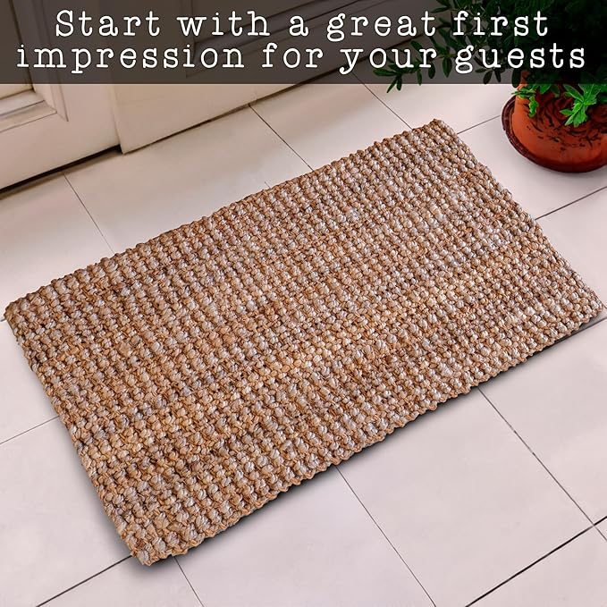 Jute Doormat 30x17 Inch, Jute Entryway Rug, Braided Doormat, Natural Woven Welcome Mat-Ruum Studio Home