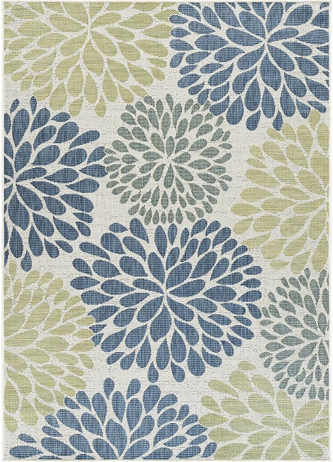 Beverly Rug Outdoor Rug 10x14 Modern Exotic Tropical Leaf Area Rugs for Indoor and Outdoor Patio Deck Porch Garden Water Resistant Washable Outside Carpet (10 x 14 Olive)-Ruum Studio Home