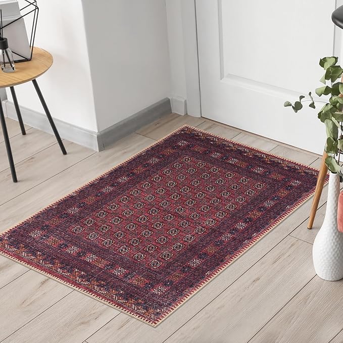 Keen Home Design 2x3 Rug - Machine Washable Entry Rug with Non-Slip Backing, Ideal for Enteryway, Kitchen, Bathroom, Laundry Room - Vintage, Easy Clean, Durable, Low Pile Rug - (2' x 3')-Ruum Studio Home