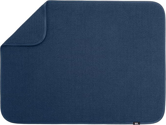 S&T INC. Dish Drying Mat XL, 18” x 24”, Absorbent Microfiber Kitchen Counter Mat, Dish Drying Pad for Dishes, Utensils, Pots and Pans, Extra Large, Navy-Ruum Studio Home