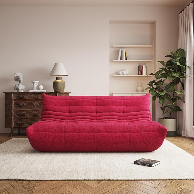 Bean Bag Chair, Oversized Bean Bag Chair for Living Room, Fireside Chair for Adults with Memory Foam Filled, Big Accent Lounge Floor Sofa for Reading, Relax, No Assembly Required. (Burgundy 3-Seater)-Ruum Studio Home