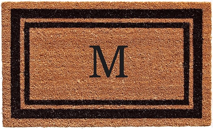 Calloway Mills 152963672M Black Border 36" x 72" Monogram Doormat Letter (M)-Ruum Studio Home