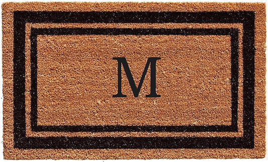 Calloway Mills 152963672M Black Border 36" x 72" Monogram Doormat Letter (M)-Ruum Studio Home