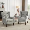UIXE High Back Accent Chairs Set of 2, Upholstered Armchair in Fabric, Retro Wingback Arm Chair for Living Room, Comfy Single Sofa Bedroom Reading Seat with Solid Wood Legs - Light Gray-Ruum Studio Home