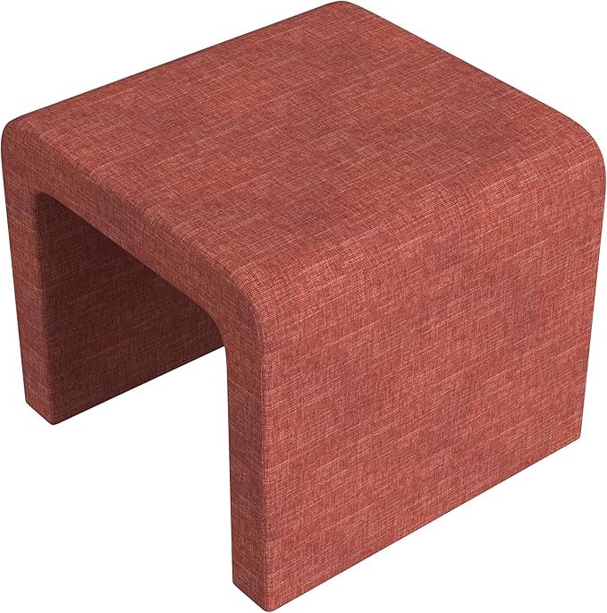 Modern Channel Pink Chenille Foot Stools Ottoman Home Décor, Soft Ottoman Foot Rest Chair for Bedroom and Living Room, Vanity Chair and Stool in Dressing Area, and Lounge-Ruum Studio Home