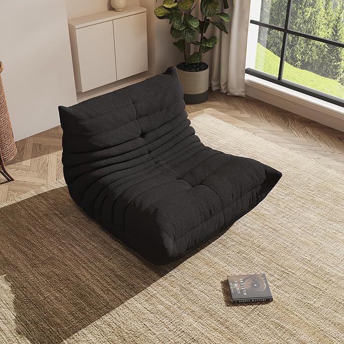 Bean Bag Chair, Oversized Bean Bag Chair for living Room, Fireside Chair for adults with Memory Foam Filled, Big Accent Sofa Lounge Floor Sofa for Gaming, Reading, Relax, No Assembly Required. (Black)-Ruum Studio Home