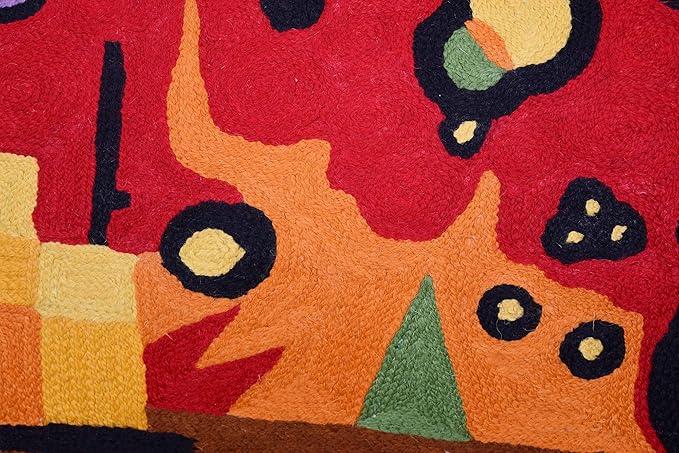 Lumbar Kandinsky Red Pillow Cover | Heavy Red Space Modern Throw Pillows Chair Cushion | Red Contemporary Pillow | Red Farmhouse Pillows | Modern Couch Pillow | Handmade Wool Size 14x20-Ruum Studio Home
