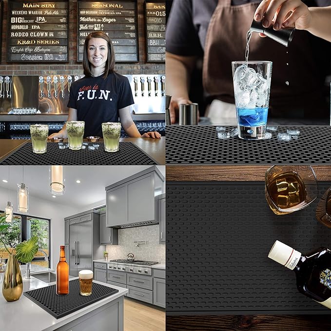 Silicone Drip Mat - 1/2 Inch Thick, Heat-Resistant and Food Safe - Counter Top, Coffee Bar or Restaurant - Drying Mat for Glasses - 18x12 Inches-Ruum Studio Home