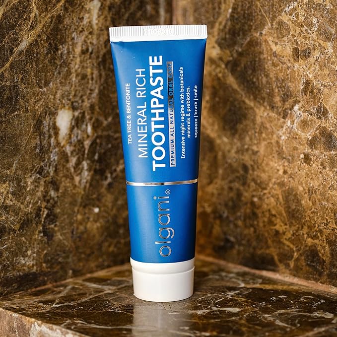 | Mineral Rich Toothpaste | Remineralizing Night-Time Formula with Bentonite Clay | Flouride-Free | Coconut Oil | Tea Tree & Peppermint | Safe for Kids | 2.53 Fl.Oz-Ruum Studio Home