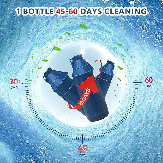 Toilet Bowl Cleaner Bottle, Automatic Toilet Bowl Cleaner Tablets in Bottle, Easy to Use, Long-Lasting Effect Toilet Cleaners Drop in Tank, Blue, 2 Bottles-Ruum Studio Home