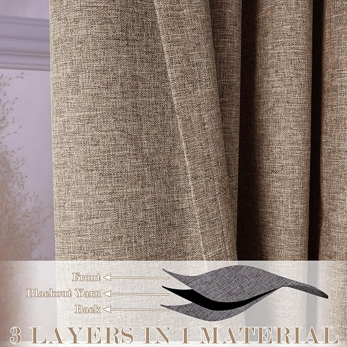 120" Wx108 L Linen Room Divider Drapes for Doorway/Glass Window/Sliding Door/Patio, Extra Wide Pinch Pleated Full Blackout Curtains for Girls Boys Teen Kids Room, 1 Panel, Taupe-Ruum Studio Home