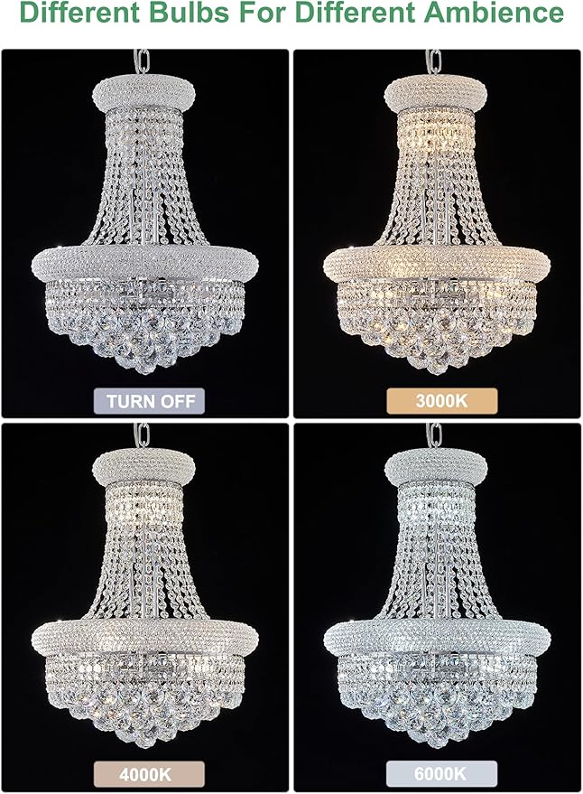 10 - Light Unique Empire Crystal Chandelier for Dining Room Foyer Entryway Living Room Bedroom Chrome Finish-Ruum Studio Home