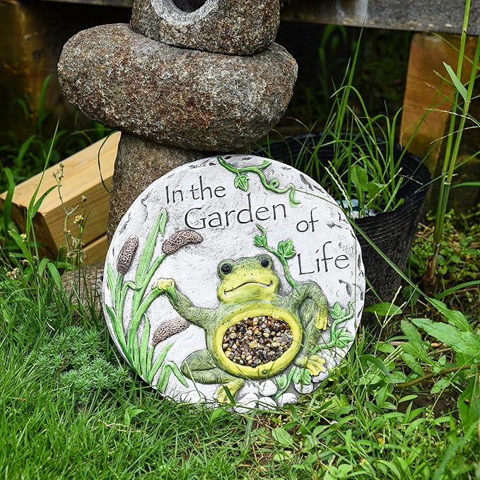 Sungmor 3PC Pretty Garden Stepping Stones, 9.8" Large Concrete Decorative Stones with Beautiful Pattern, Unique Outdoor Lawn Accents, Yard Walkway Flower Bed Wall Shelf Welcome Friends Decorations-Ruum Studio Home